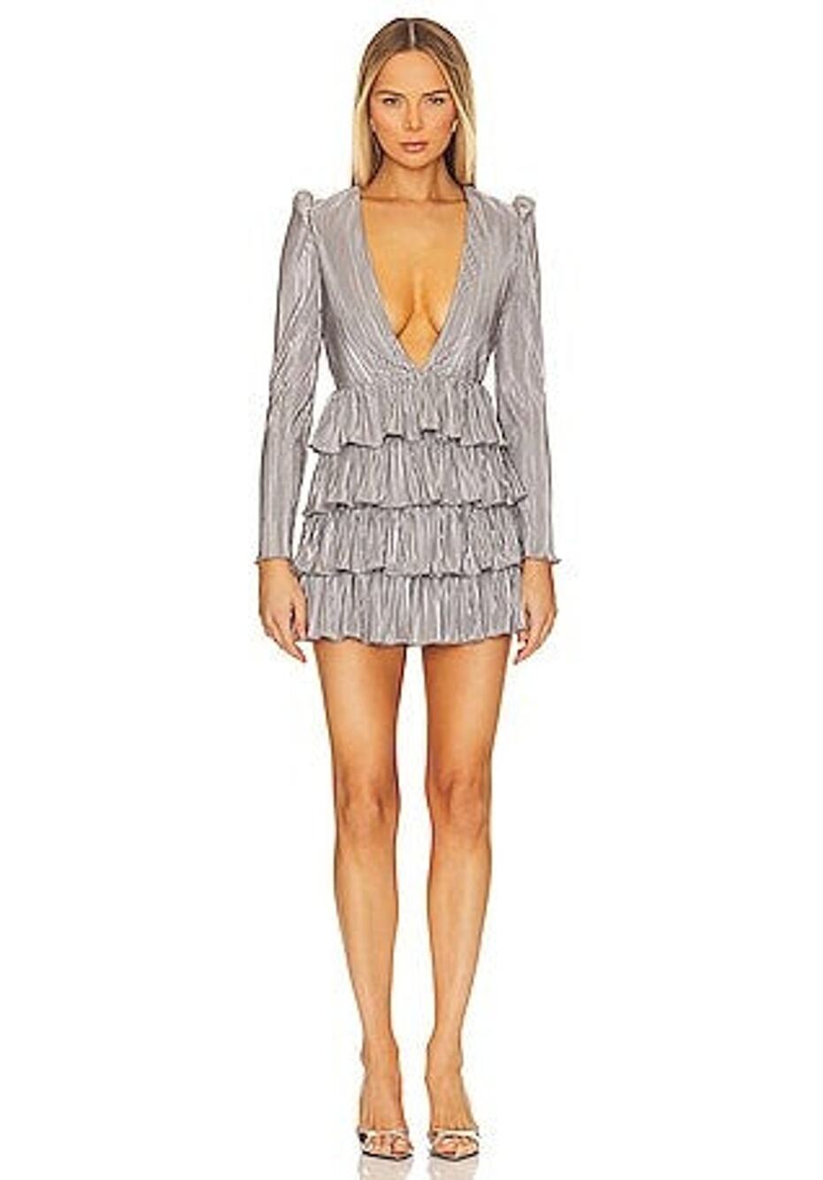 Lovers and Friends Mya V-Neck Long Sleeves Mini Dress - M